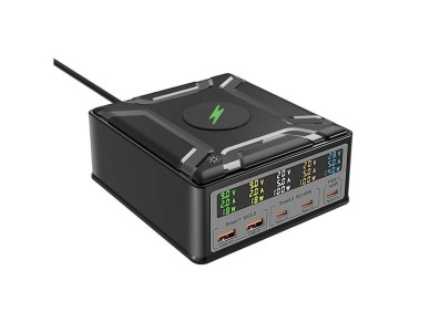 Blitzwolf BW-S28 260W, 2xUSB-A, 3xUSB-C, 15W wireless charger (black) Blitzwolf BW-S28 260W, 2xUSB-A, 3xUSB-C, 15W wireless charger (black)