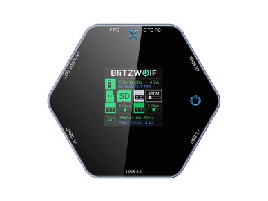 Blitzwolf 8in1 docking station BW-TH16 USB 100W LCD Smart Display Blitzwolf 8in1 docking station BW-TH16 USB 100W LCD Smart Display
