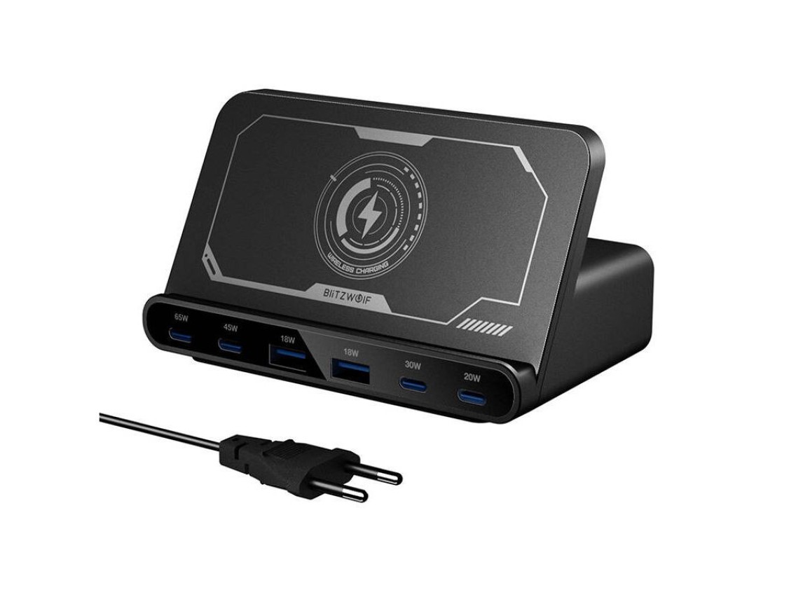 Blitzwolf BW-S27 160W, 2xUSB-A, 4xUSB-C, 15W wireless charger (black)