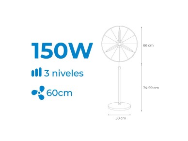 Ventilador industrial de pie 150 w, negro, �60 cm