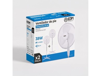 Pedestal fans, 38 w, white, ø40 cm, 2 unidades in a box Pedestal fans, 38 w, white, ø40 cm, 2 unidades in a box