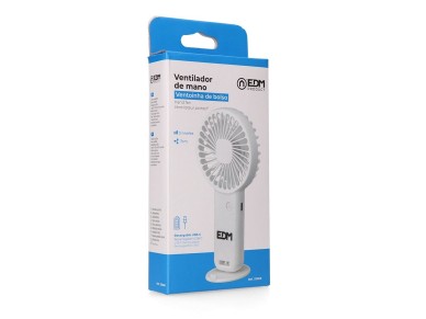 Ventilador de mano con base extraible y soporte para smartphone, 9 x 3 x 18 cm