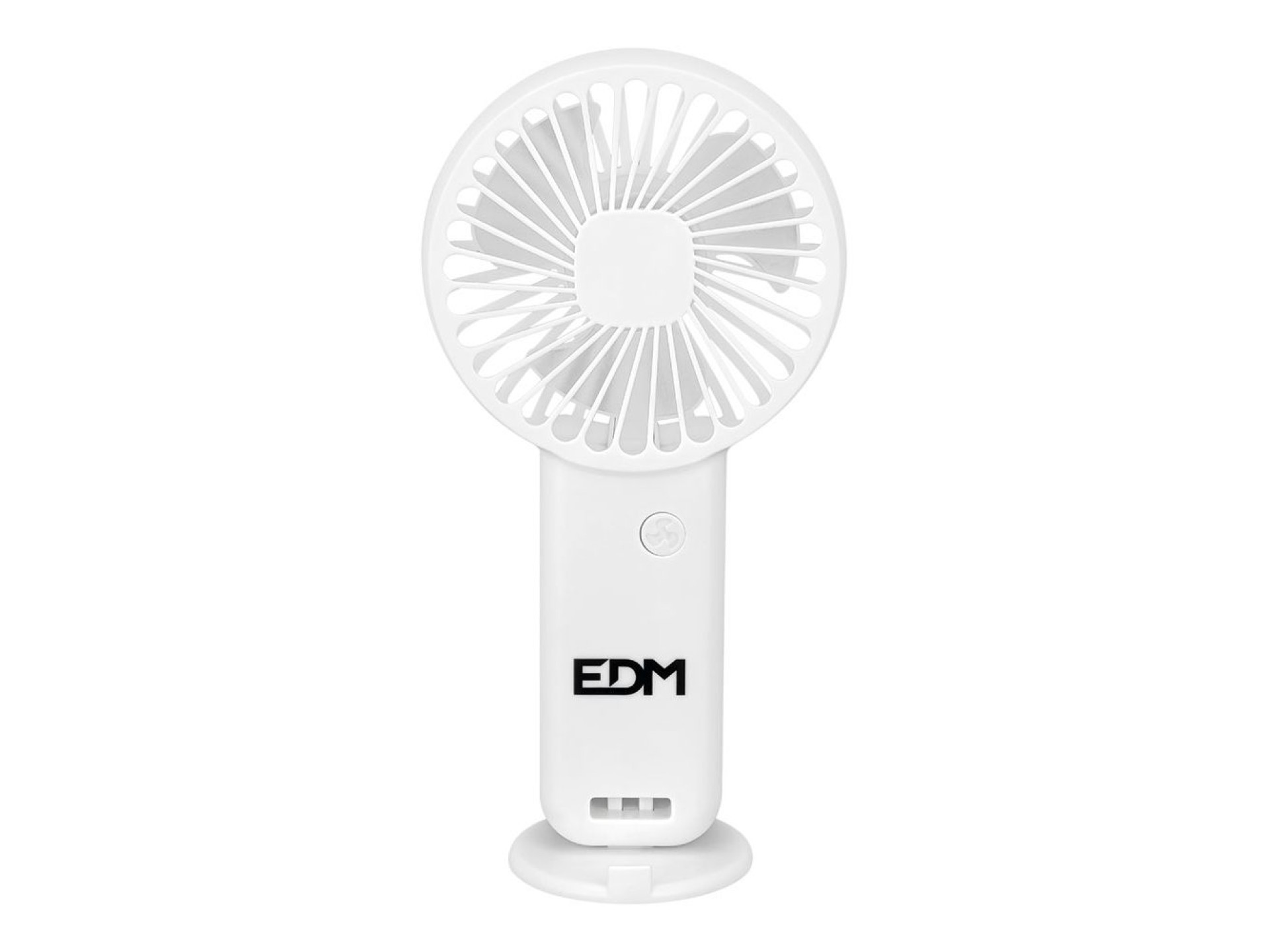 Ventilador de mano con base extraible y soporte para smartphone, 9 x 3 x 18 cm
