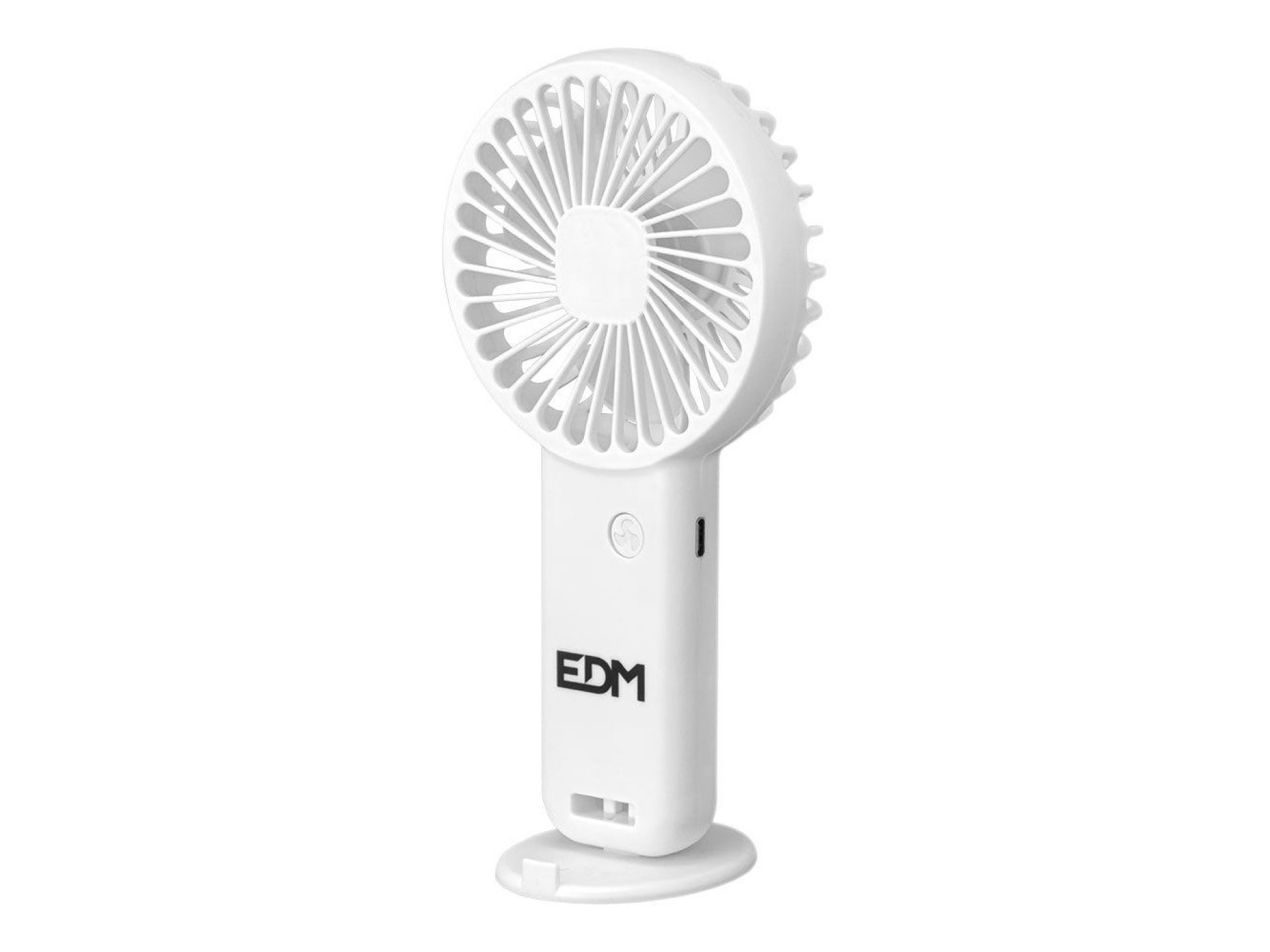 Ventilador de mano con base extraible y soporte para smartphone, 9 x 3 x 18 cm