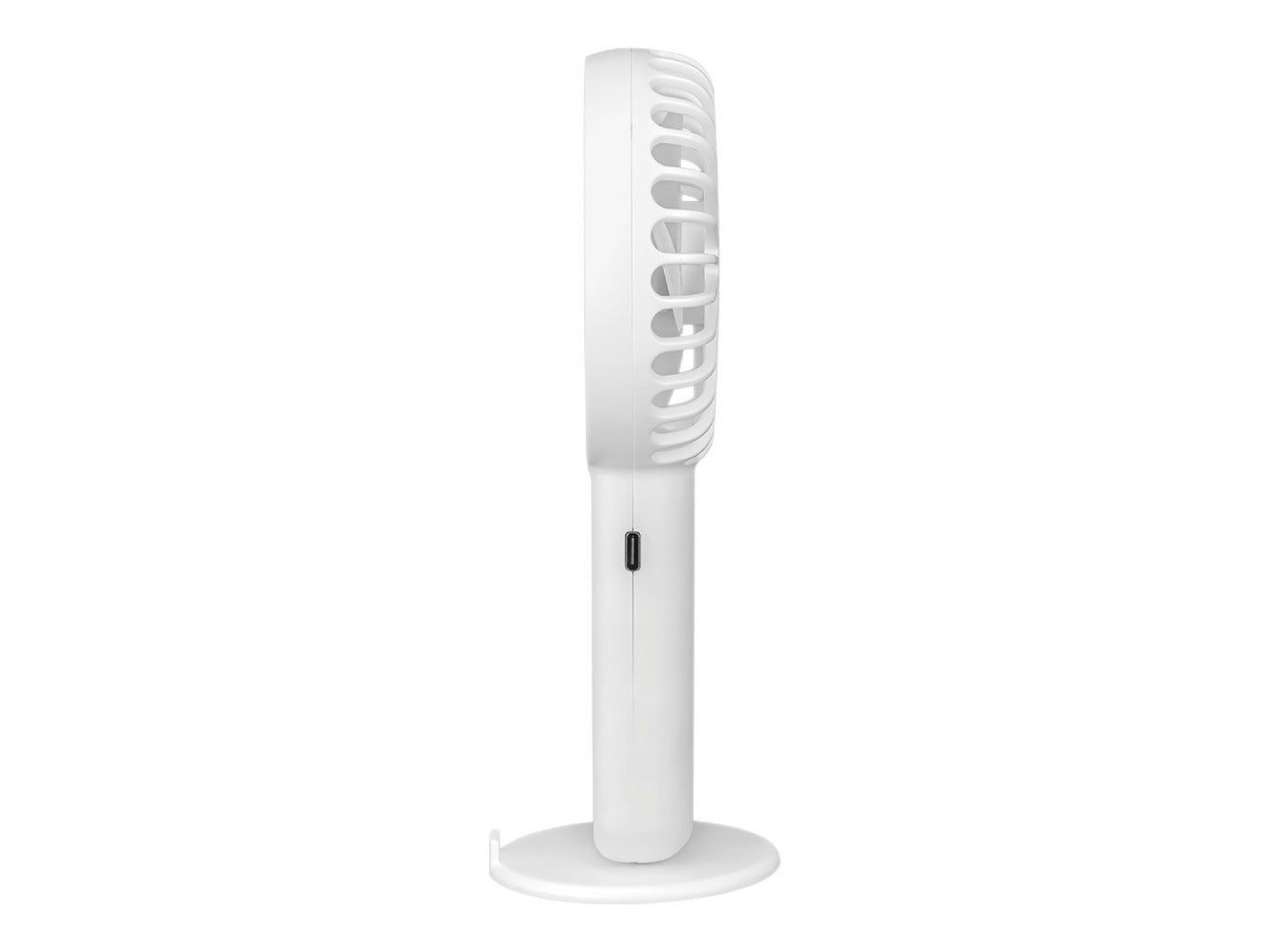 Ventilador de mano con base extraible y soporte para smartphone, 9 x 3 x 18 cm