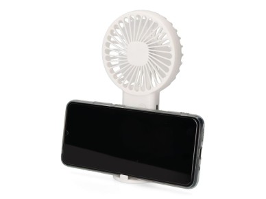 Ventilador de mano con base extraible y soporte para smartphone, 9 x 3 x 18 cm