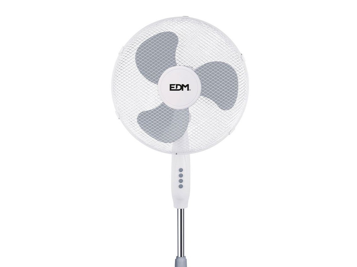 Stand-standing fan, white, 45w power, db 60, 40cm dia. blades, adjustable height 105-125cm