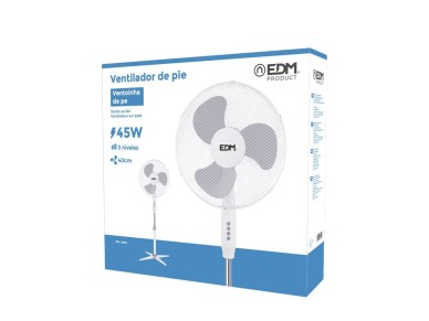 Stand-standing fan, white, 45w power, db 60, 40cm dia. blades, adjustable height 105-125cm Stand-standing fan, white, 45w power, db 60, 40cm dia. blades, adjustable height 105-125cm
