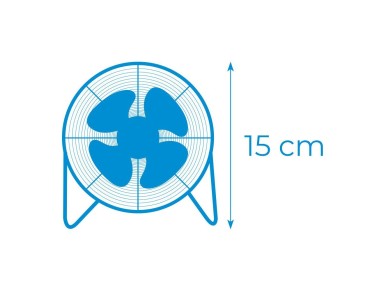 Ventilador mini industrial de sobremesa cromado: 15w, 54,7 db, aspas: �10 x 15 cm