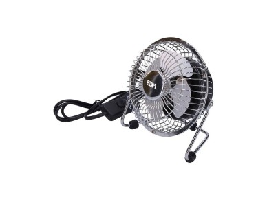 Ventilador mini industrial de sobremesa cromado: 15w, 54,7 db, aspas: �10 x 15 cm