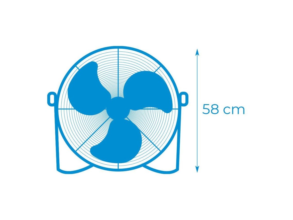 Industrial floor fan. black 120w, 64,9 db, blades ø50 x 58 cm