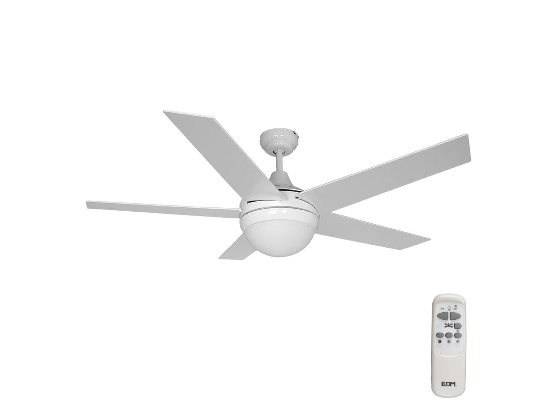 Ventoinha de teto modelo adriatico. cor branco. potência: 60w pás: ø132cm com comando edm