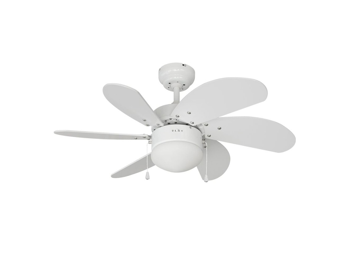 Ventoinha de teto modelo aral. cor branco. potência: 50 w pás: ø76cm