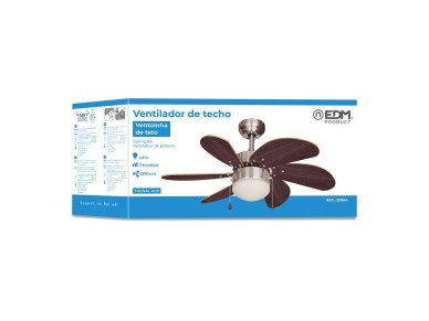 Ventilador de techo modelo aral. color wengue/niquel satinado. potencia: 50w aspas: �76cm edm