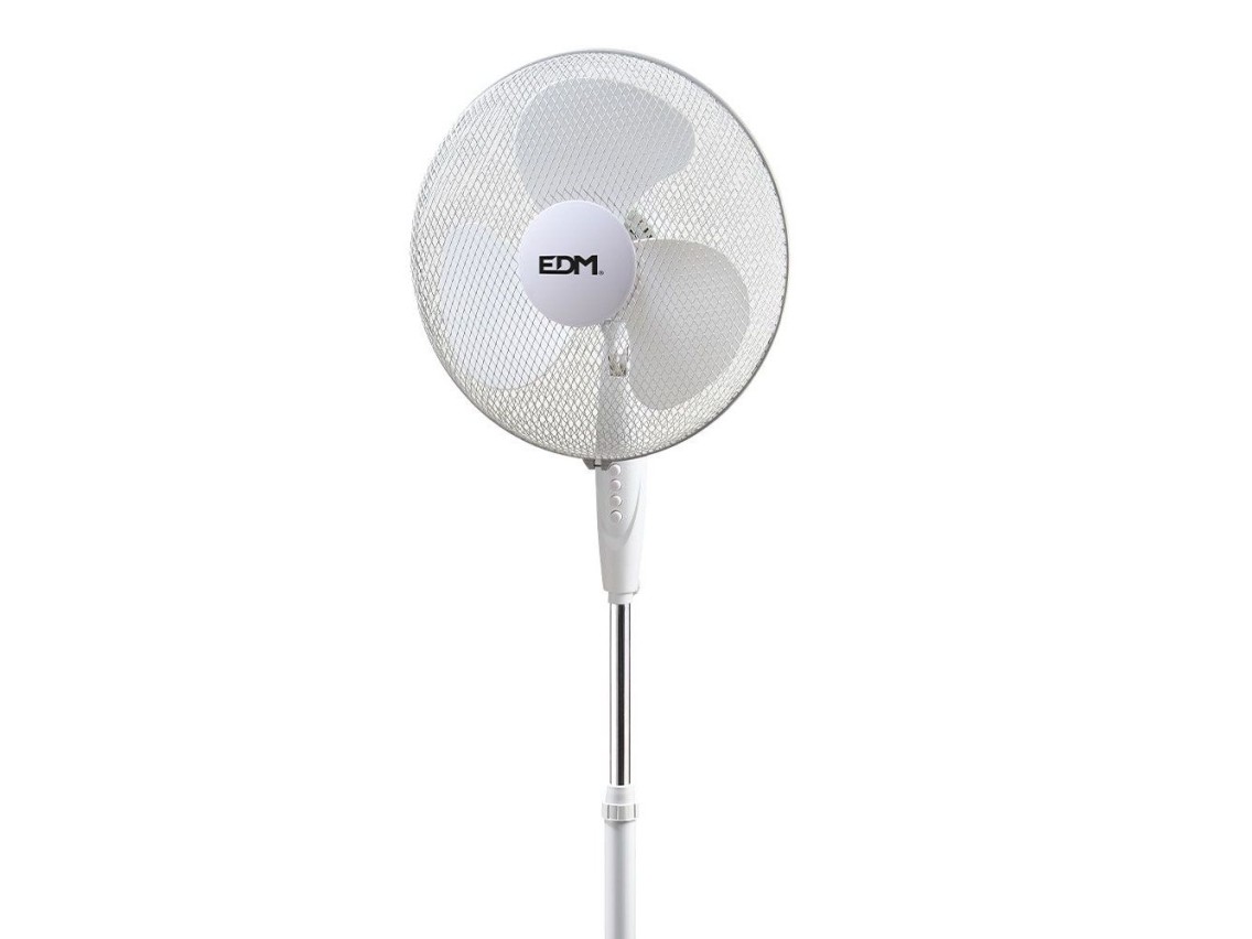 Stand fan with circular base, white, power 45 w, 55,6 db, �40 cm blades, adjustable height 110-130 c