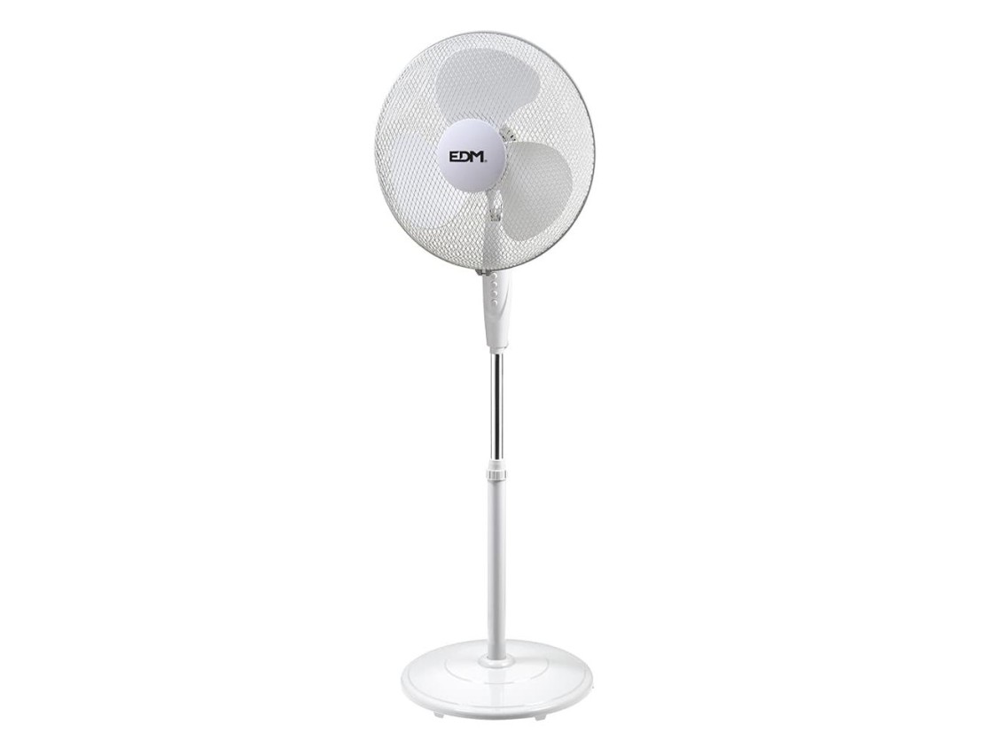 Stand fan with circular base, white, power 45 w, 55,6 db, �40 cm blades, adjustable height 110-130 c