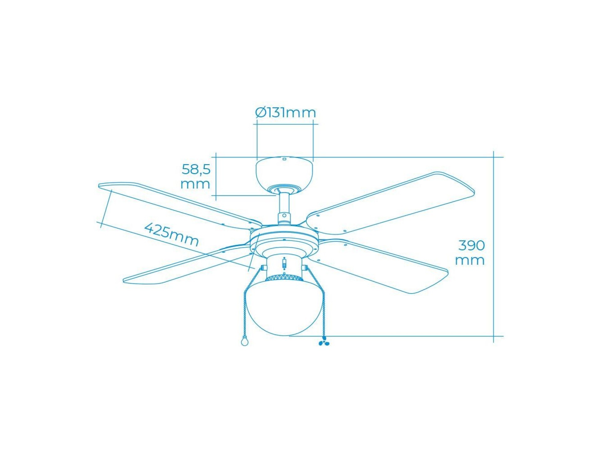 Ventilador de teto branco modelo caribe, 50 w, pás ø102 cm