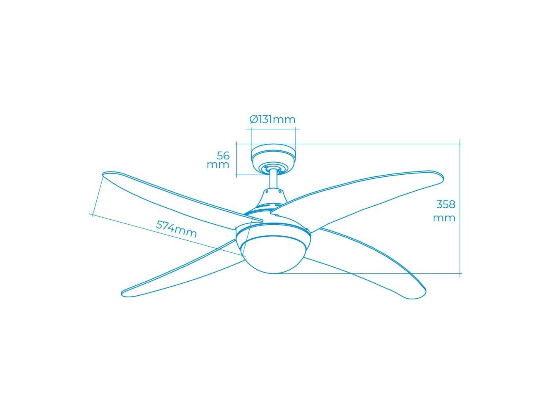 Caspio silver/nickel ceiling fan power: 60w blades: ø132cm with edm remote control