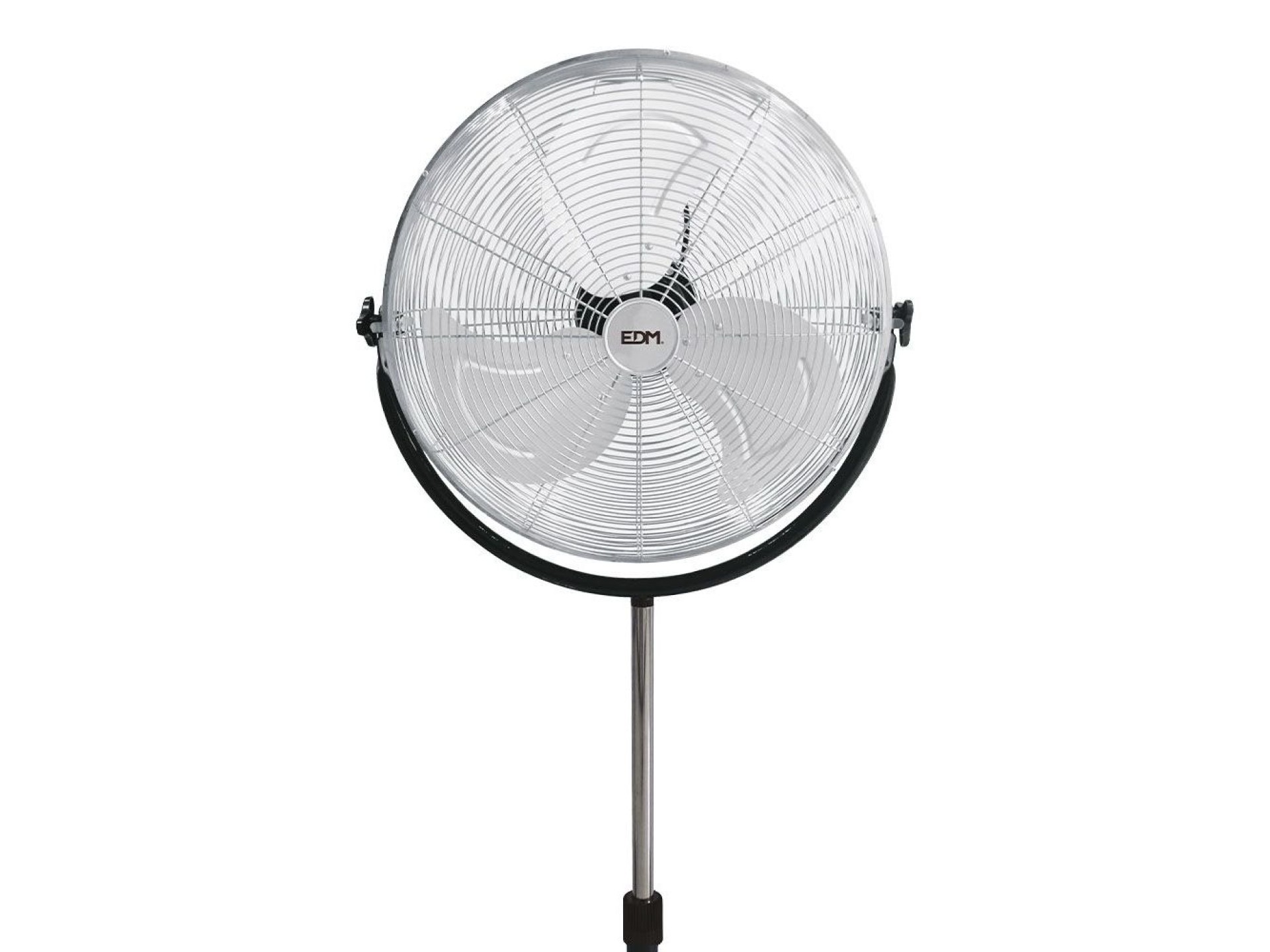 Ventilador de pie industrial base circular, cromado/negro, potencia 120 w, 64,9 db, aspas ø50 cm, al