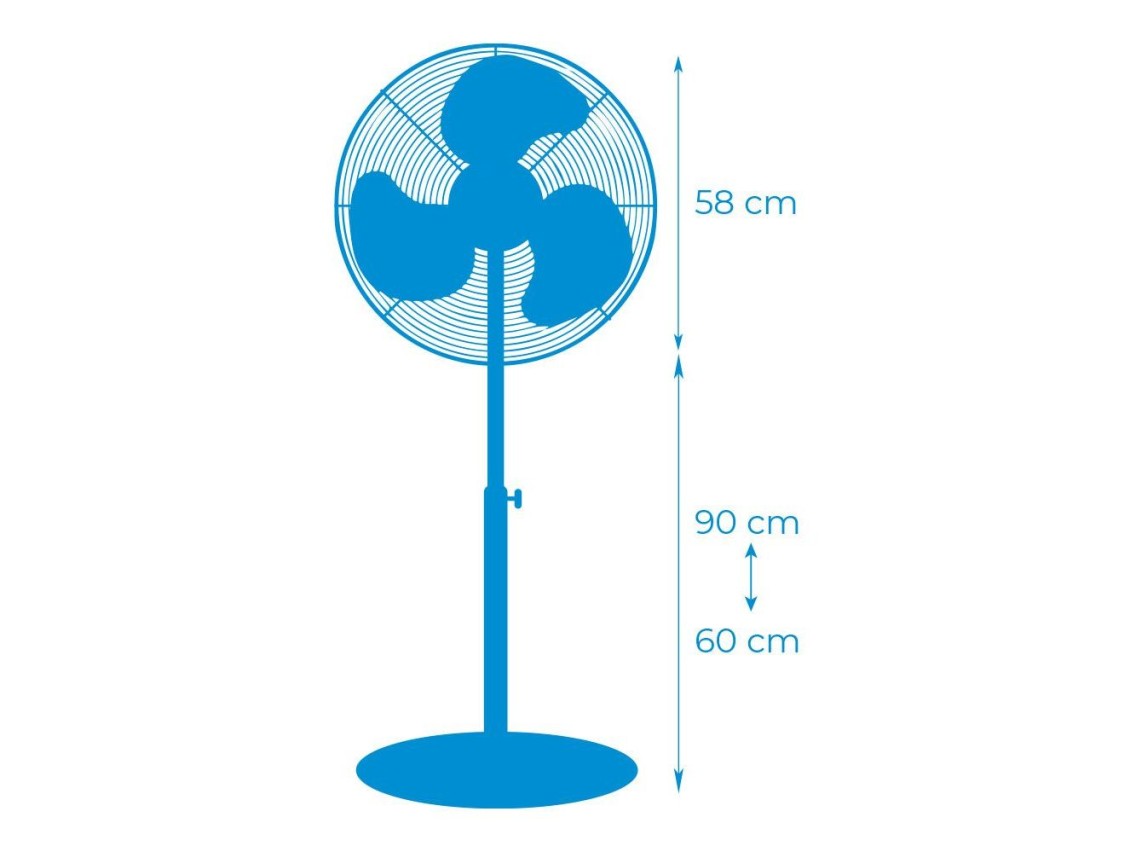 Ventilador de pie industrial base circular, cromado/negro, potencia 120 w, 64,9 db, aspas �50 cm, al