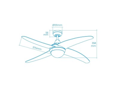 Ventilador de techo modelo caspio. color blanco. potencia: 60w aspas: �132cm con mando a distancia e