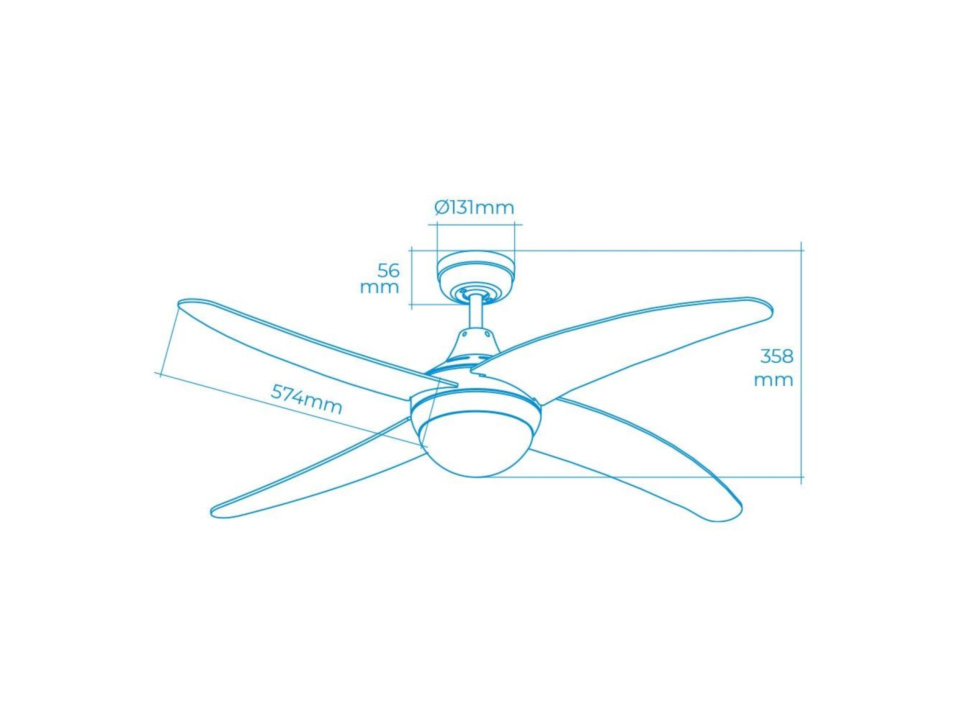 Caspio white ceiling fan power: 60w blades: ø132cm with edm remote control