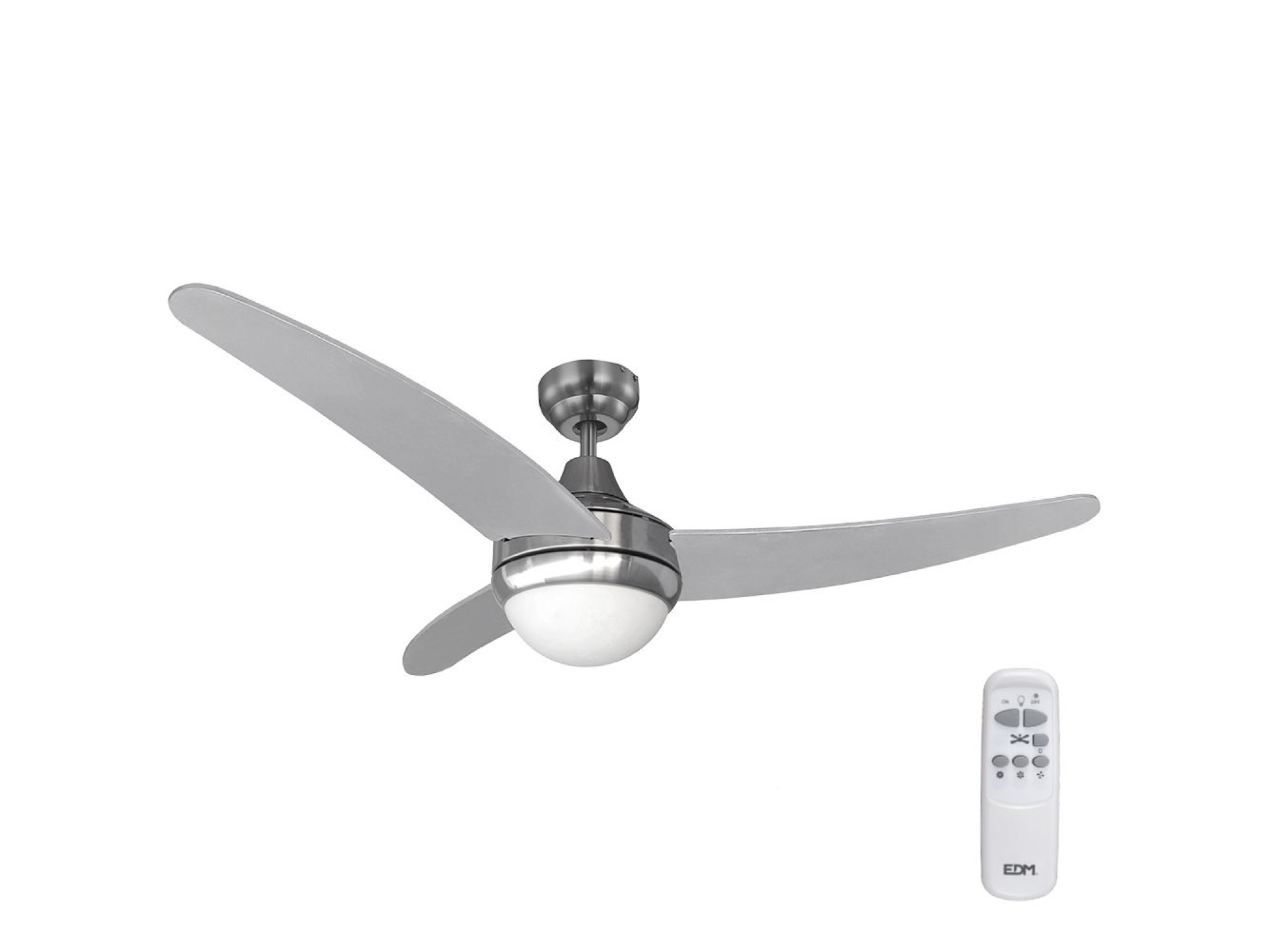 Egeo chrome ceiling fan power: 60w blades: ø122cm with edm remote control