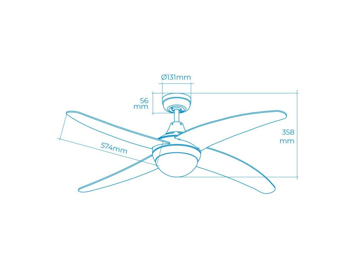 Caspio silver/nickel ceiling fan power: 60w blades: ø132cm with edm remote control
