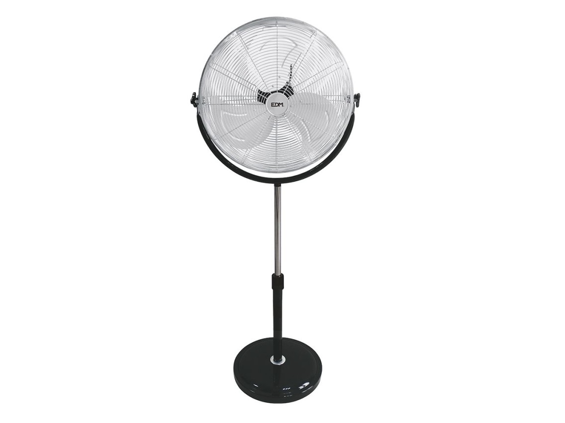 Ventilador de pie industrial base circular, cromado/negro, potencia 120 w, 64,9 db, aspas �50 cm, al