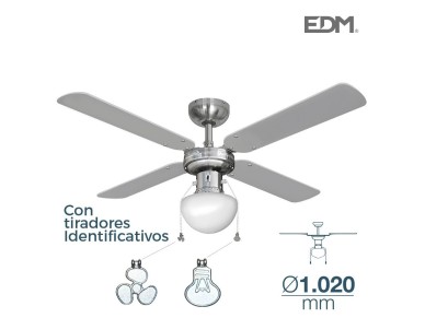 Ventilador de techo modelo caribe. color cromado. potencia: 50w aspas: �102 cm edm