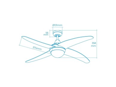 Ventilador de techo modelo caspio. color plateado/niquel. potencia: 60w aspas: �132cm con mando a di