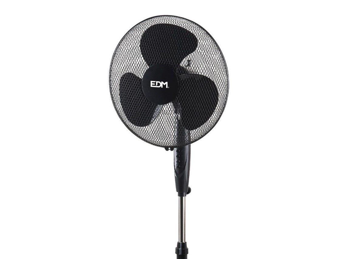 Ventilador de pie base circular, negro, potencia 45 w, 55,6 db, aspas ø40 cm, altura regulable 110-1