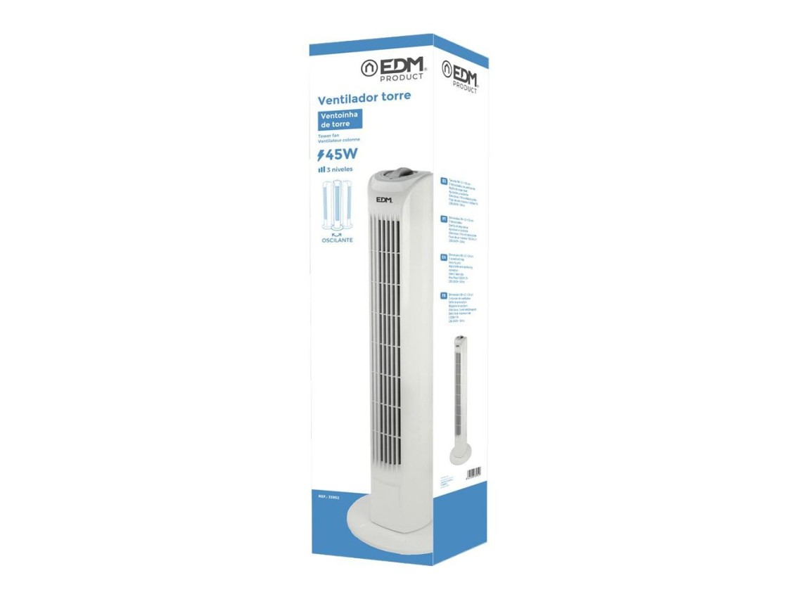 Ventoinha torre cor: branco potência: 45w, 60db, 21 x 78 cm
