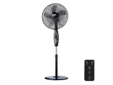 Ventilador de pie mando a distancia, negro, potencia 60 w, 62,9 db, aspas �40 cm, altura regulable 1