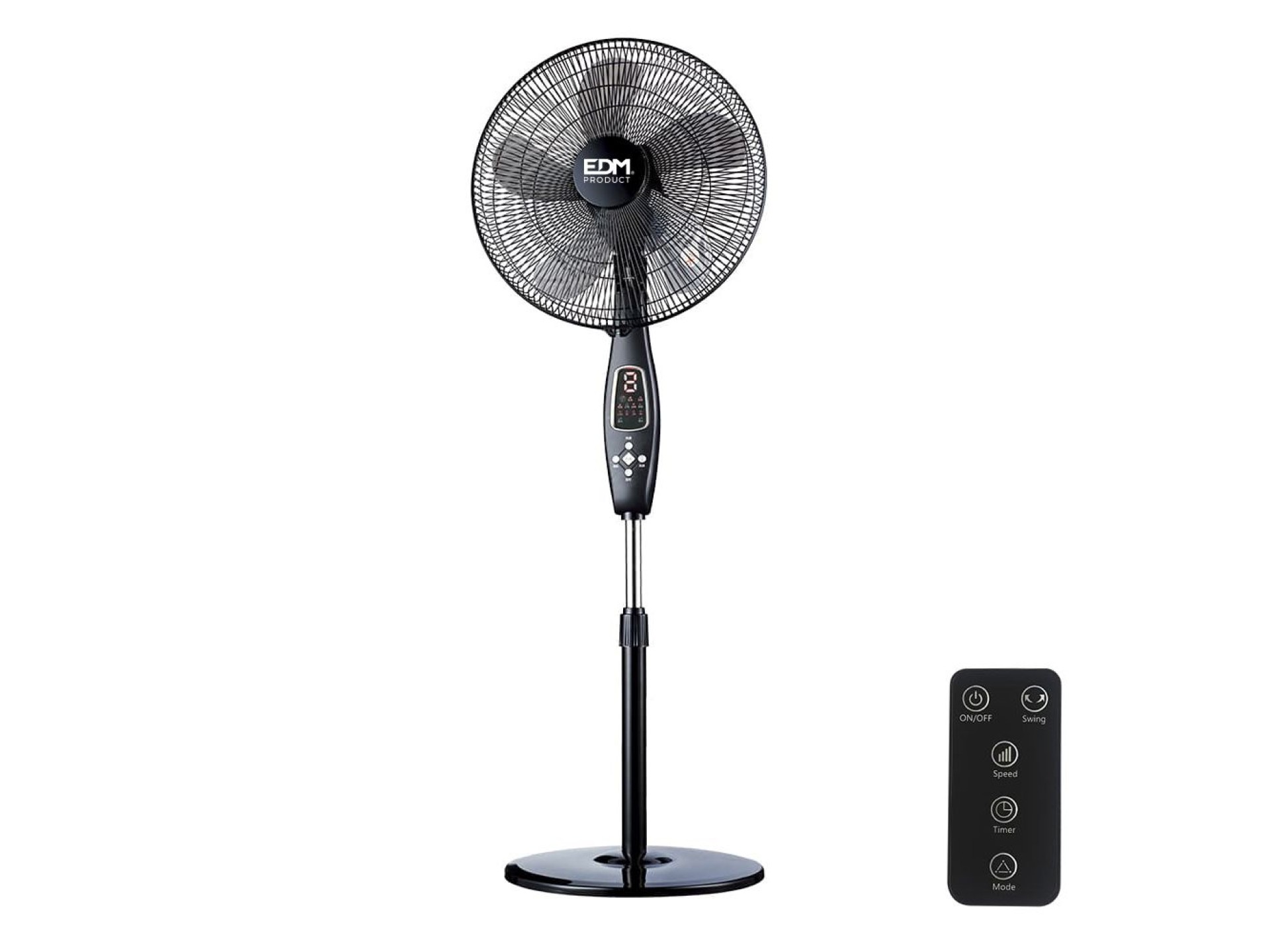Ventilador de pie mando a distancia, negro, potencia 60 w, 62,9 db, aspas ø40 cm, altura regulable 1