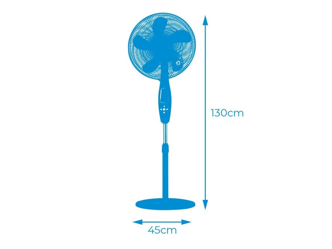 Ventilador de pie mando a distancia, negro, potencia 60 w, 62,9 db, aspas ø40 cm, altura regulable 1