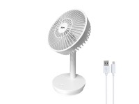 Ventilador de mesa recarregável branco 5w, 31,6 db, pás: ø14,5 cm 17 x 13 x 26 cm Ventilador de mesa recarregável branco 5w, 31,6 db, pás: ø14,5 cm 17 x 13 x 26 cm