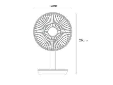 Ventilador de sobremesa recargable blanco 5w, 31,6 db, aspas: �14,5 cm 17 x 13 x 26 cm