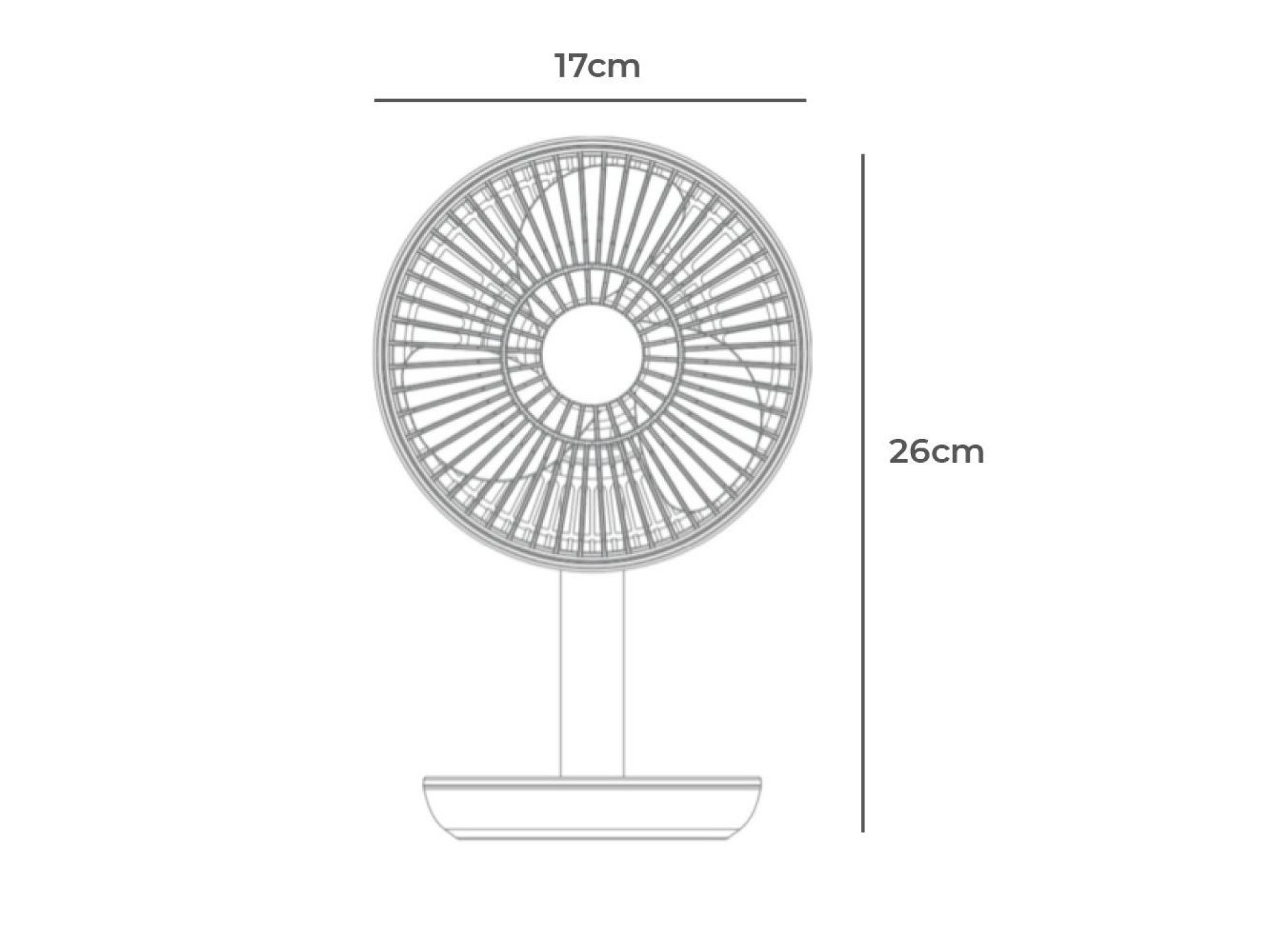Ventilador de mesa recarregável branco 5w, 31,6 db, pás: ø14,5 cm 17 x 13 x 26 cm