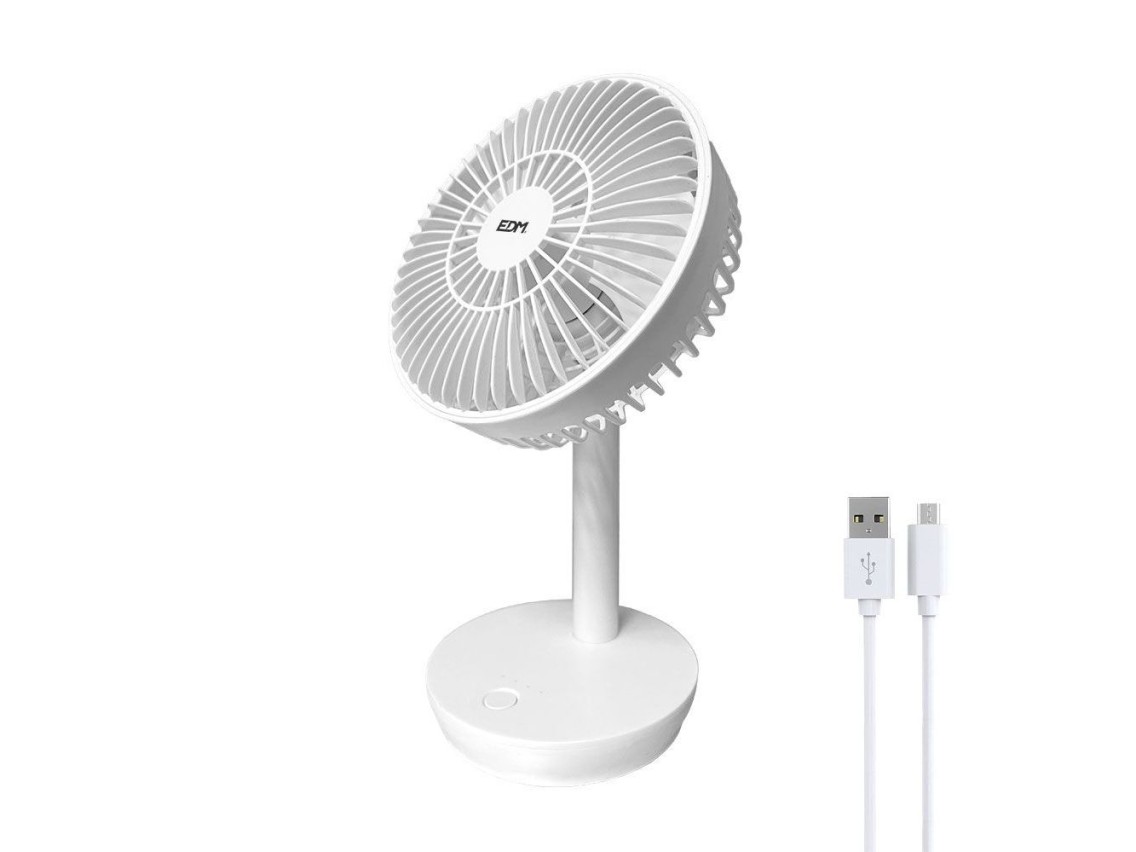 Ventilador de mesa recarregável branco 5w, 31,6 db, pás: ø14,5 cm 17 x 13 x 26 cm