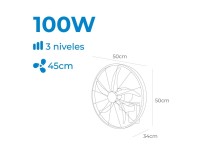 Ventilador pared mando a distancia, negro, potencia 100 w, 64,7 db, aspas ø45 cm Ventilador pared mando a distancia, negro, potencia 100 w, 64,7 db, aspas ø45 cm
