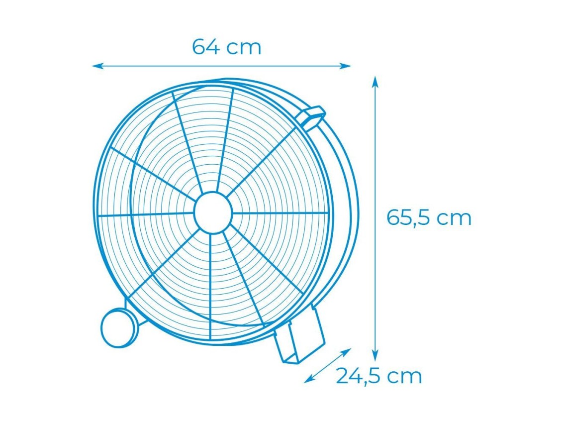 Industrial floor fan, with wheels black 180 w, 59,8 db, ø65 cm