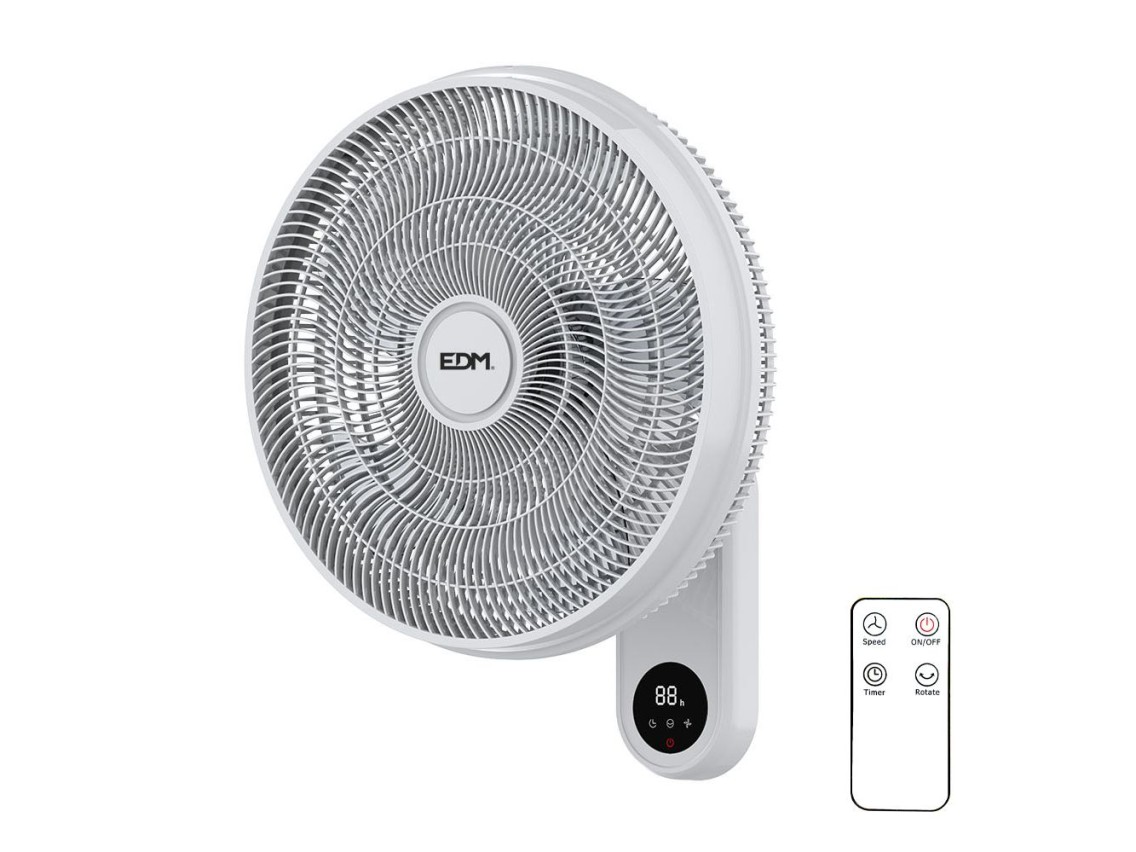 Ventilador pared mando a distancia, blanco, potencia 55 w, 57,24 db, aspas ø40 cm