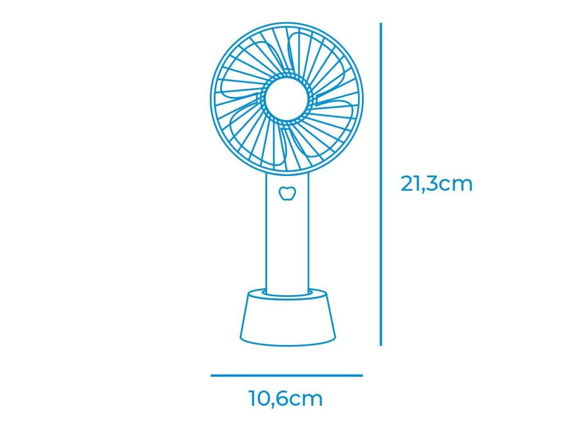 Rechargeable hand fan 4.5w blades ø10,6x6,5x22cm edm