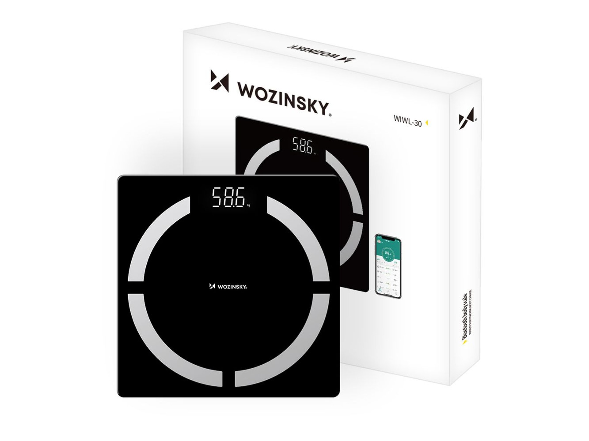 Wozinsky WIWL-30 Smart Bluetooth Bathroom Scale - Black