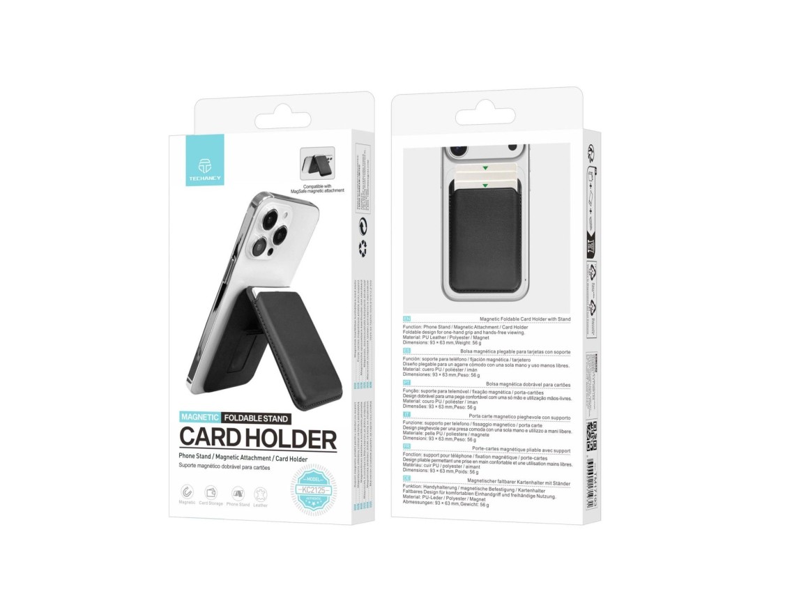 Techancy Porta Cartoes Magnetico KC2125 Suporte Dobrável Compativel com MagSafe Carteira para iPhone