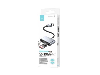 Techancy Leitor de Cartoes KJ8813 USB-C 3 em 1 TF SD USB OTG Plug and Play Compativel com Telemovel 