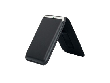Techancy Magnetic Card Holder KC2125 Foldable Stand Compatible with MagSafe Wallet for iPhone Black