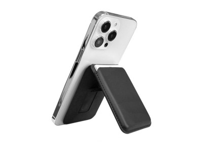 Techancy Magnetic Card Holder KC2125 Foldable Stand Compatible with MagSafe Wallet for iPhone Black