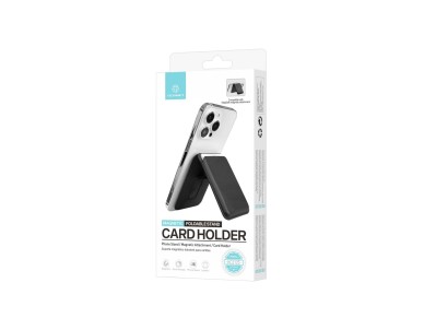 Techancy Magnetic Card Holder KC2125 Foldable Stand Compatible with MagSafe Wallet for iPhone Black